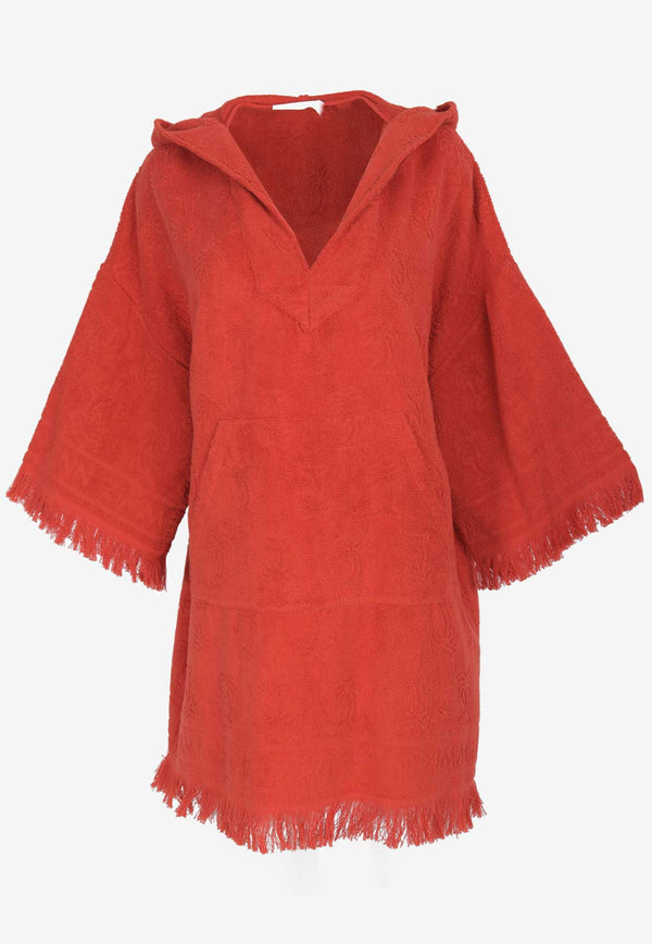 Zimmermann Alight Frayed Towel Mini Dress Red 9386DRS241RED