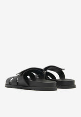 Chypre Sandals in Black Calfskin