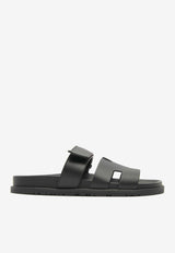 Chypre Sandals in Black Calfskin