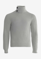 Fisherman Graphique Twisted Collar Cashmere Sweater