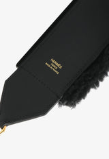Kelly Pocket Pouch Bag Strap in Black Swift and Shearling with Gold Hardware