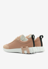 Bouncing Low-Top Sneakers in Beige Perlino Sport Goatskin and Suede