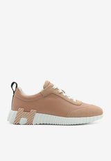 Bouncing Low-Top Sneakers in Beige Perlino Sport Goatskin and Suede