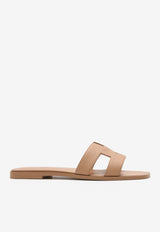 Oran H Cut-Out Sandals in Beige Perlino Epsom Leather