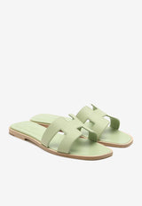 Hermès Oran H Cut-Out Sandals in Vert de Mer Epsom Leather OHCOSVMEL