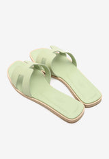 Hermès Oran H Cut-Out Sandals in Vert de Mer Epsom Leather OHCOSVMEL