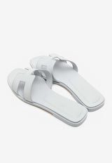 Hermès Oran H Cut-Out Sandals in Bleu Glacier Epsom Leather OHSELGB