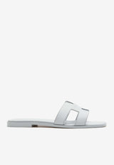 Oran H Cut-Out Sandals in Bleu Glacier Epsom Leather