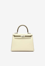 Kelly 25 Sellier HSS in Nata and Gris Asphalte Epsom Leather with Palladium Hardware