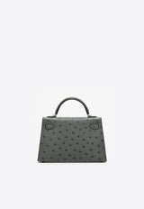 Mini Kelly 20 in Gris Meyer Ostrich Leather with Gold Hardware