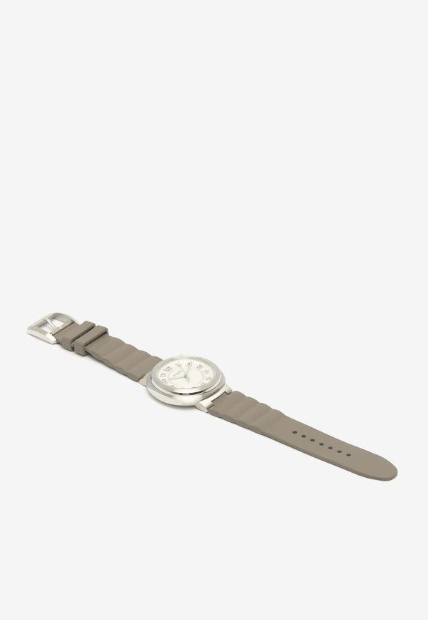 Hermès Large Hermès Cut 36mm Watch in Gris Etain Rubber Strap