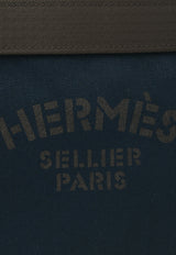 The Grooming Bag in Bleu Navy Canvas and Feu Barenia Leather