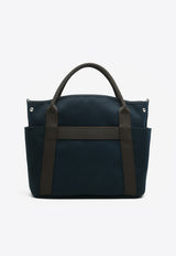The Grooming Bag in Bleu Navy Canvas and Feu Barenia Leather