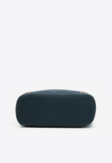 The Grooming Bag in Bleu Navy Canvas and Feu Barenia Leather