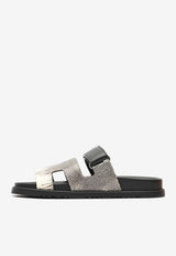 Chypre Sandals in Ombre Shiny Lizard and Black Calfskin