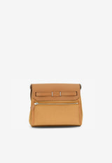 Mini Herbag Zip 20 in Naturel Sable Militaire Canvas and Hunter Leather with Palladium Hardware