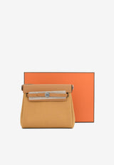 Mini Herbag Zip 20 in Naturel Sable Militaire Canvas and Hunter Leather with Palladium Hardware