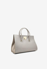 Jimmy Choo Riley Leather and Suede Tote Bag Gray JCRILEYSOUGRAY_IH
