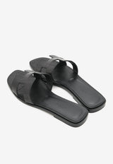 Hermès Oran H Cut-Out Sandals in Black Matte Alligator