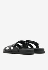 Chypre Sandals in Black Calfskin with Medor Studs