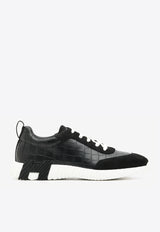Hermès Bouncing Low-Top Sneakers in Black Matte Nilo Crocodile and Suede