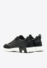 Hermès Bouncing Low-Top Sneakers in Black Matte Nilo Crocodile and Suede