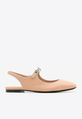 Kleo Slingback Sandals in Beige Perlino Goatskin and Gris Argente Metallic Nappa