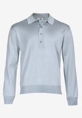 Long-Sleeved Silk Knit Polo