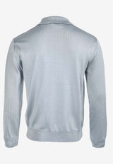 Long-Sleeved Silk Knit Polo
