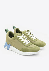 Bouncing Low-Top Sneakers in Vert Celadon Mesh and Suede