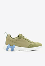 Bouncing Low-Top Sneakers in Vert Celadon Mesh and Suede
