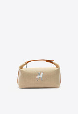 Large Bride-a-Brac Cabriole Pouch in Biscuit Canvas with Palladium Hardware