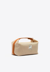 Large Bride-a-Brac Cabriole Pouch in Biscuit Canvas with Palladium Hardware