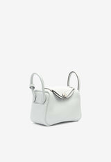 Mini Lindy 20 in Bleu Pale Clemence Leather with Palladium Hardware
