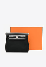 Hermès Mini Herbag Zip 20 Retourne in Black Militaire Canvas and Hunter Leather with Palladium Hardware