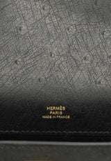 Hermès Kelly Pochette Clutch Bag in Black Ostrich Leather with Gold Hardware