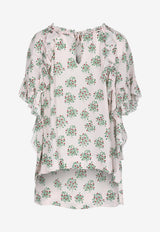Floral Print Ruffled Blouse