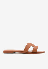 Oran H Cut-Out Sandals in Orange Canyon Epsom Leather