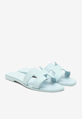 Oran H Cut-Out Sandals in Bleu Brume Epsom Leather