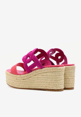 Hermès Ithea 30 Espadrilles in Rose Bougainvillier and Rose Vermillon Suede