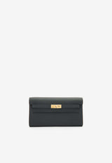 Kelly To Go Wallet in Black Epsom Leather in Gold Hardware