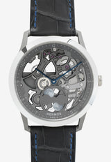 Slim d'Hermes Squelette Lune Graphite Matte Alligator Strap - 39.5 mm