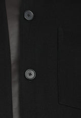 Leather-Insert Wool Overshirt in Wool