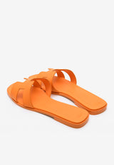 Hermès Oran H Cut-Out Sandals in Epsom Leather Orange Sunset
