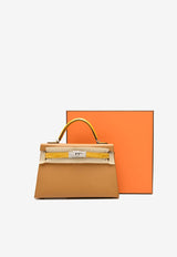Mini Kelly 20 Sellier Touch in Sesame Madame and Jaune Ambre Shiny Alligator with Palladium Hardware
