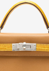 Mini Kelly 20 Sellier Touch in Sesame Madame and Jaune Ambre Shiny Alligator with Palladium Hardware