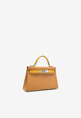 Mini Kelly 20 Sellier Touch in Sesame Madame and Jaune Ambre Shiny Alligator with Palladium Hardware