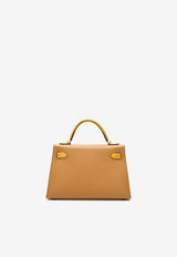Mini Kelly 20 Sellier Touch in Sesame Madame and Jaune Ambre Shiny Alligator with Palladium Hardware