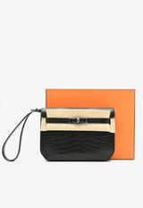 Kelly Depeches 25 Pouch in Black Matte Alligator with Monochrome Hardware