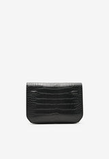Kelly Depeches 25 Pouch in Black Matte Alligator with Monochrome Hardware